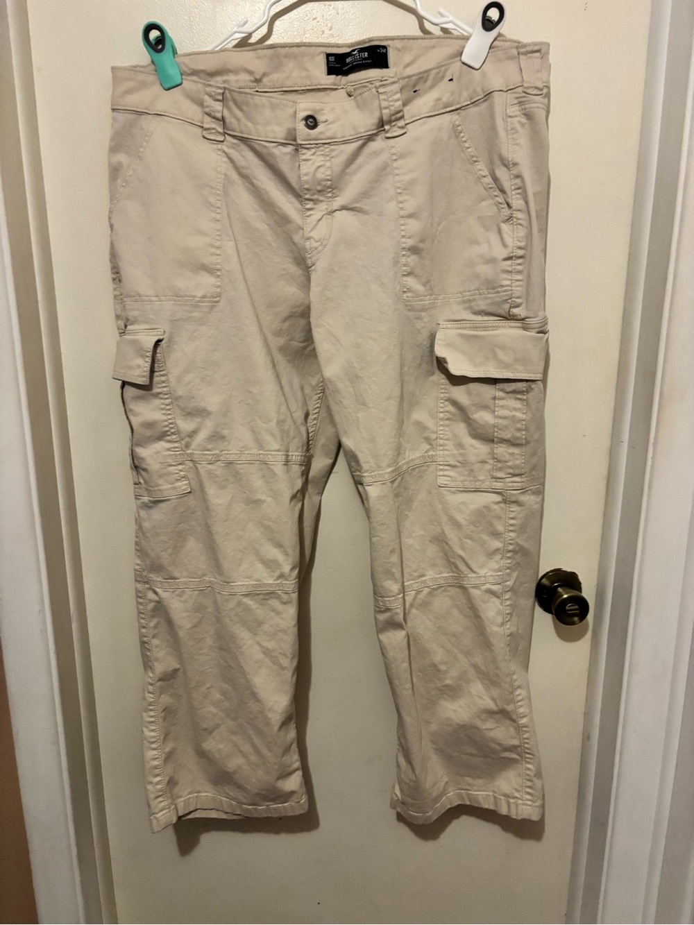 Hollister Classic Cargo Pants - Beige Khaki low rise vintage baggy